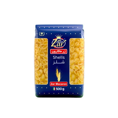 ماکارونی شلز زر ماکارون مقدار ۵۰۰ گرم